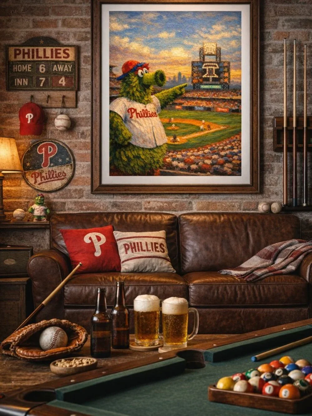Phillie Phanatic Oil Painting Wall Art  | 13x19 Philadelphia Baseball Decor
